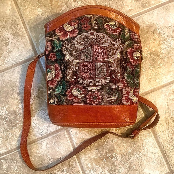 Leather and Tapestry Imported Purse - Picture 1 of 7